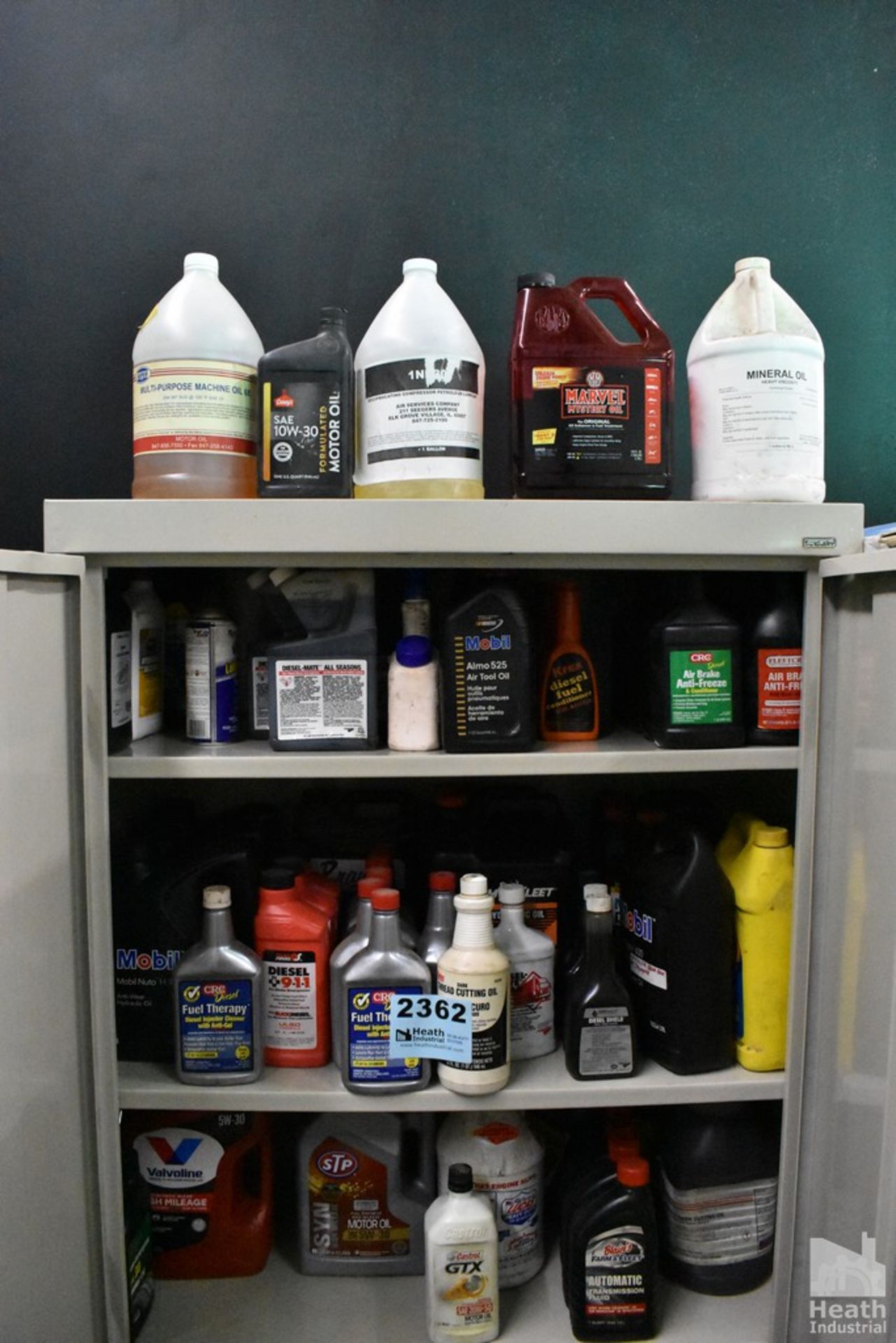 LARGE QUANTITY OF OIL AND FLUID IN CABINET(NO CABINET) - Image 2 of 3