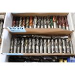 LARGE QUANTITY OF SINGLE END MILLS IN BOX