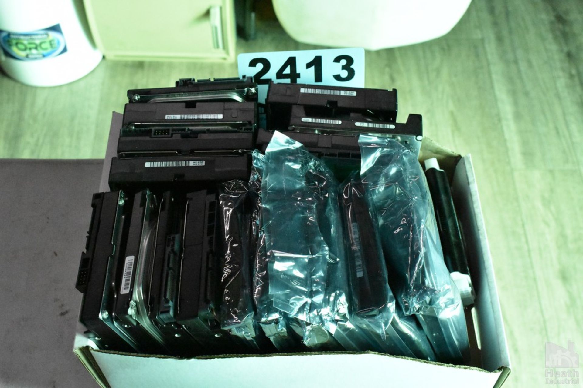 BOX OF ASSORTED HARD DRIVES