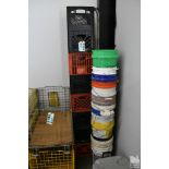 LARGE QUANTITY OF MILK CRATES AND PLASTIC BUCKETS