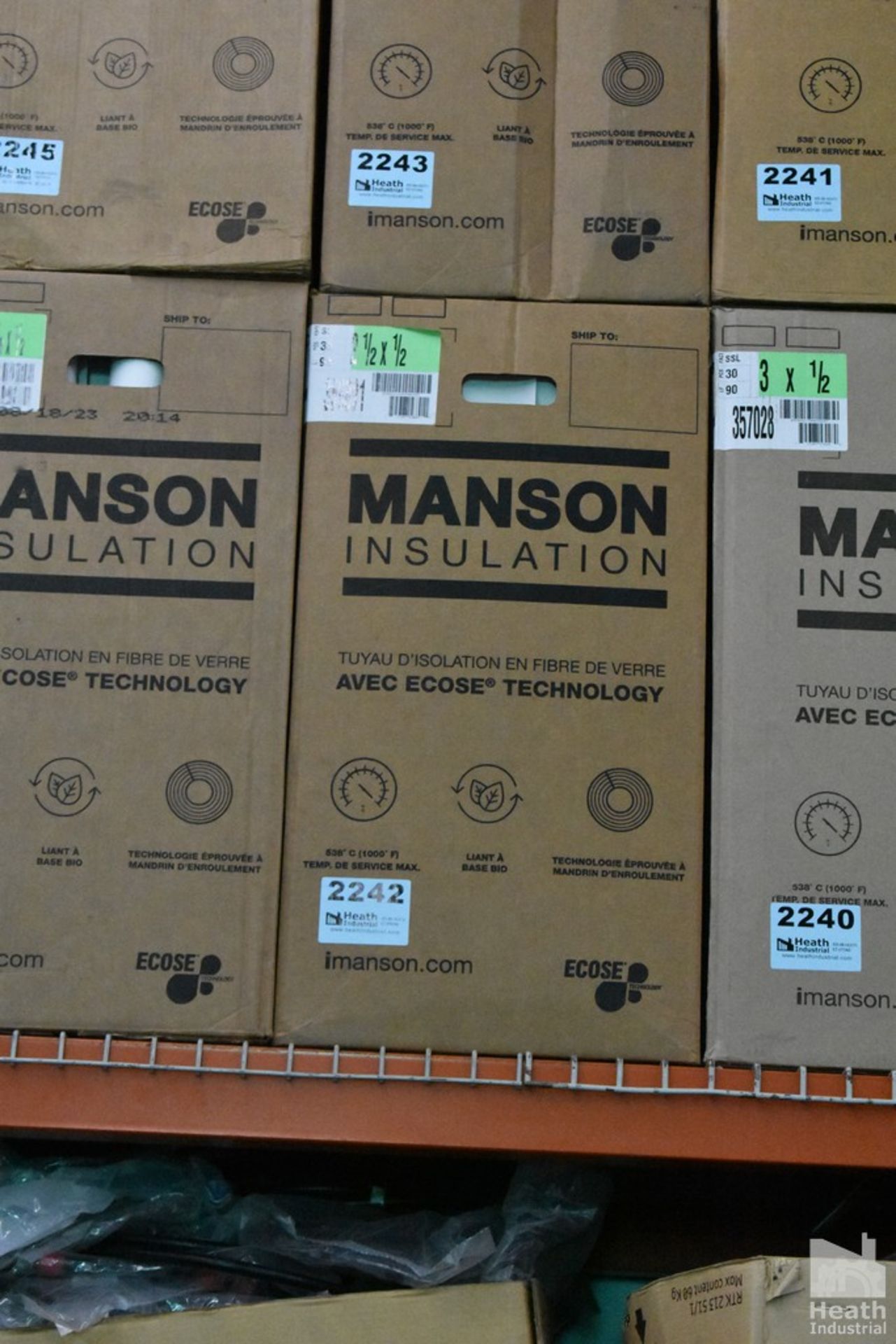 CASE OF MANSON INSULATION, 2-1/2 X 1/2, NEW IN BOX, NO. 356891