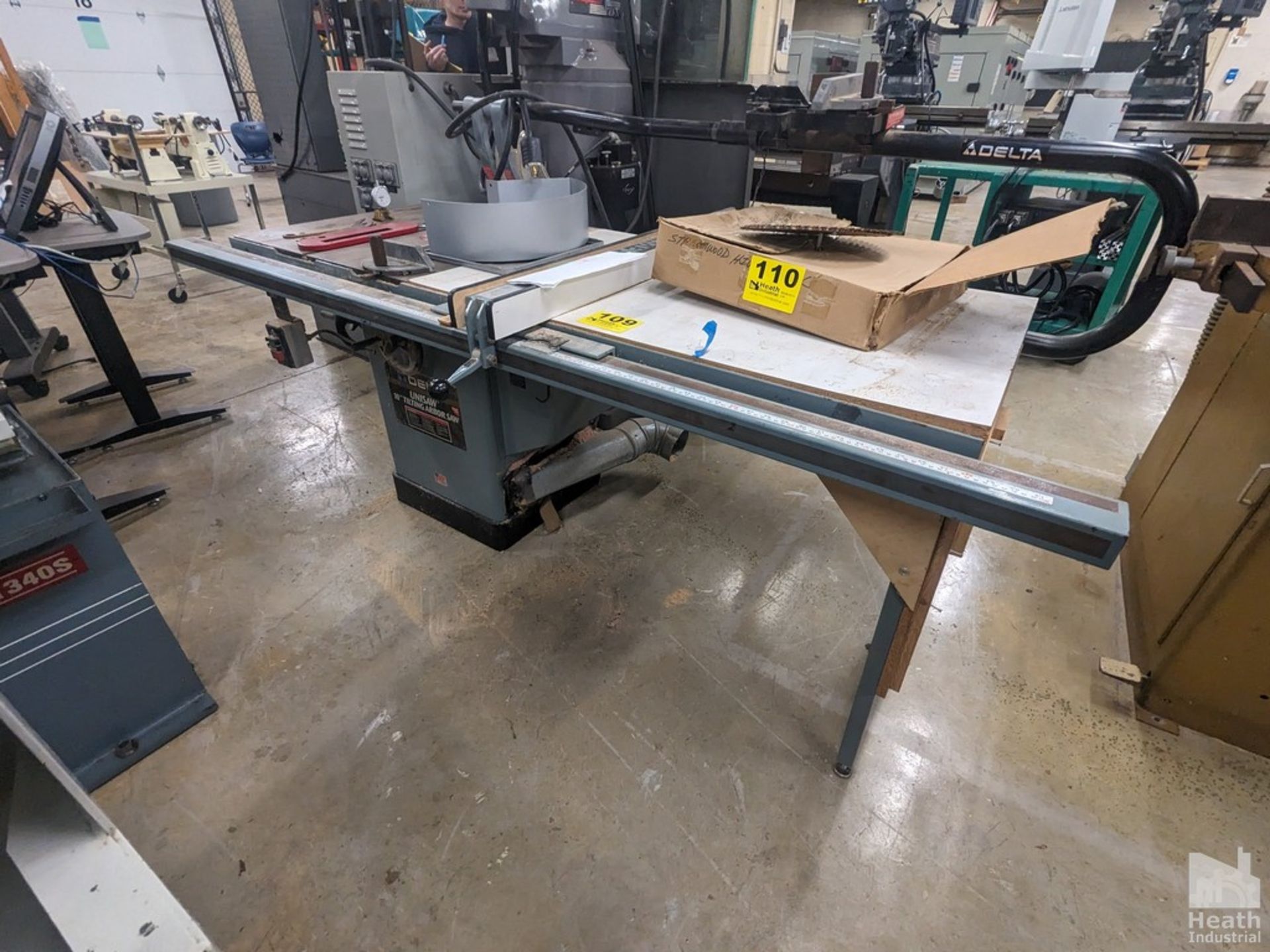 DELTA UNISAW 10" TILTING ARBOR TABLE SAW WITH EXTENDED TABLE BEISEMETER FENCE Loading Fee :$100