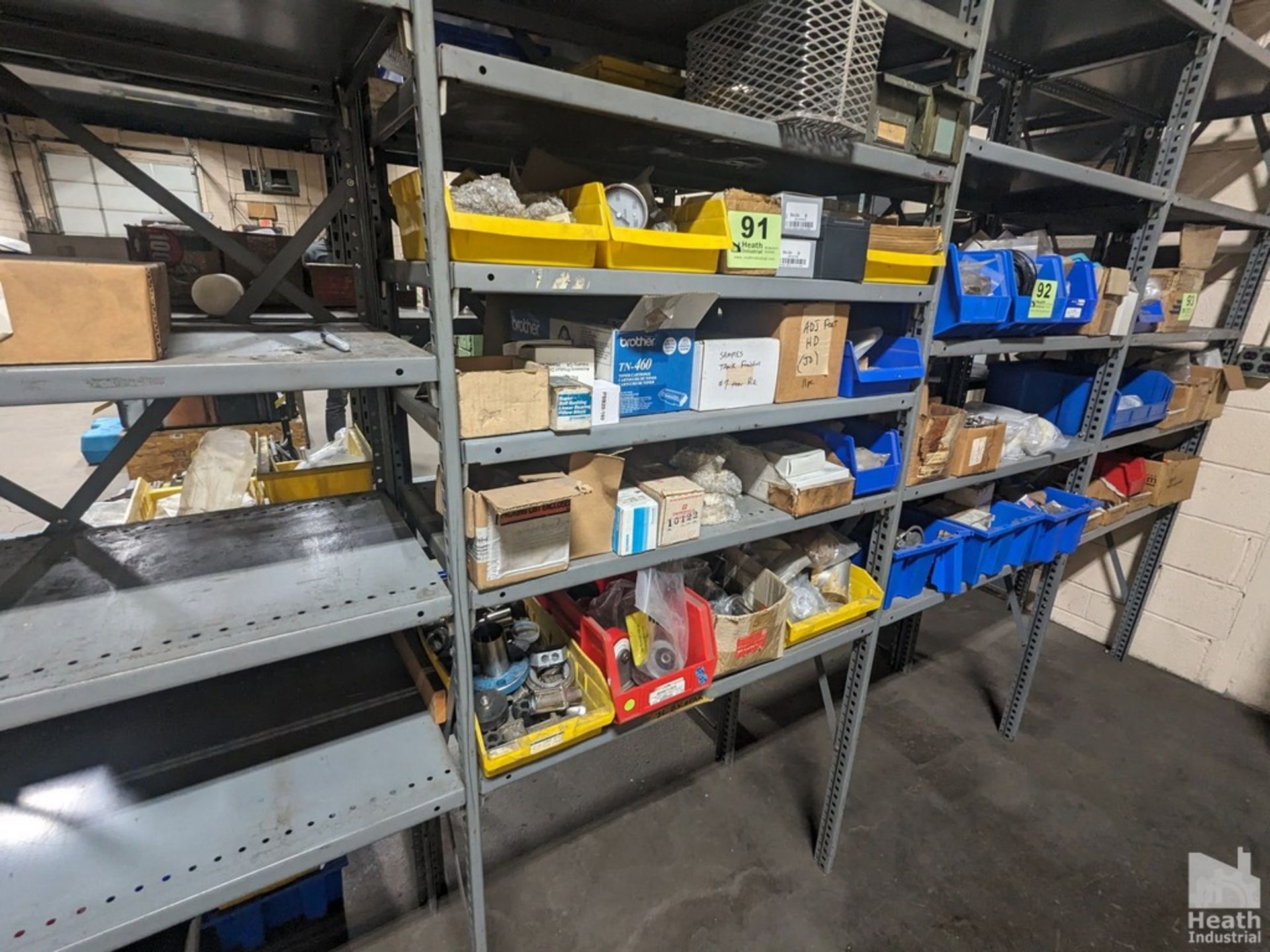 ASSORTED COMPONENTS ON FIVE SHELVES