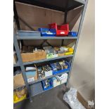 ASSORTED COMPONENTS ON FOUR SHELVES