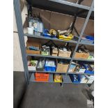 ASSORTED COMPONENTS ON FOUR SHELVES
