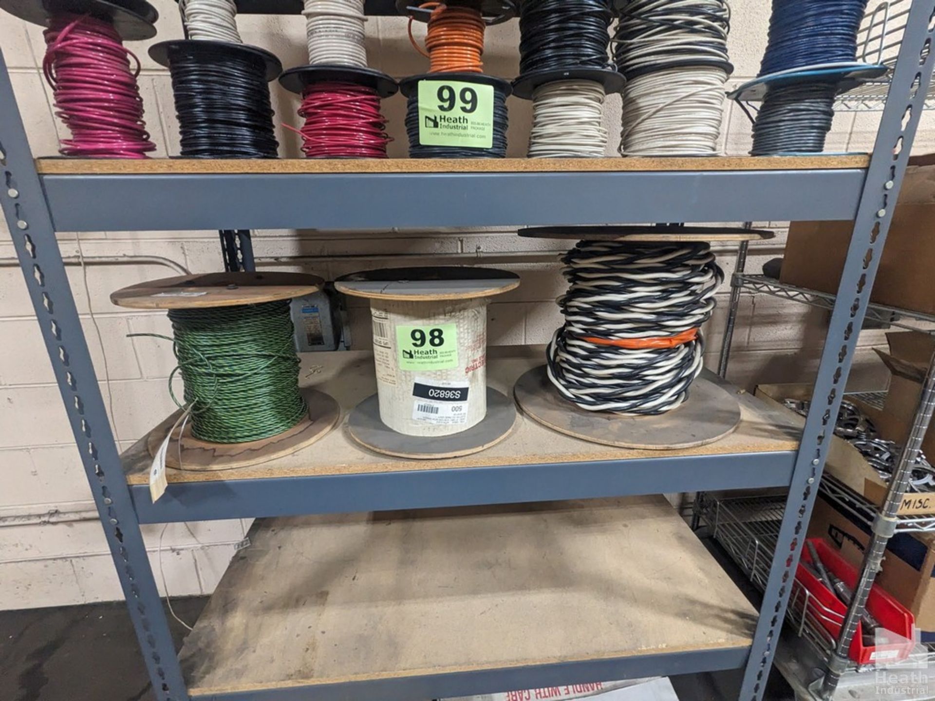 (3) ASSORTED SPOOLS OF WIRE ON SHELF