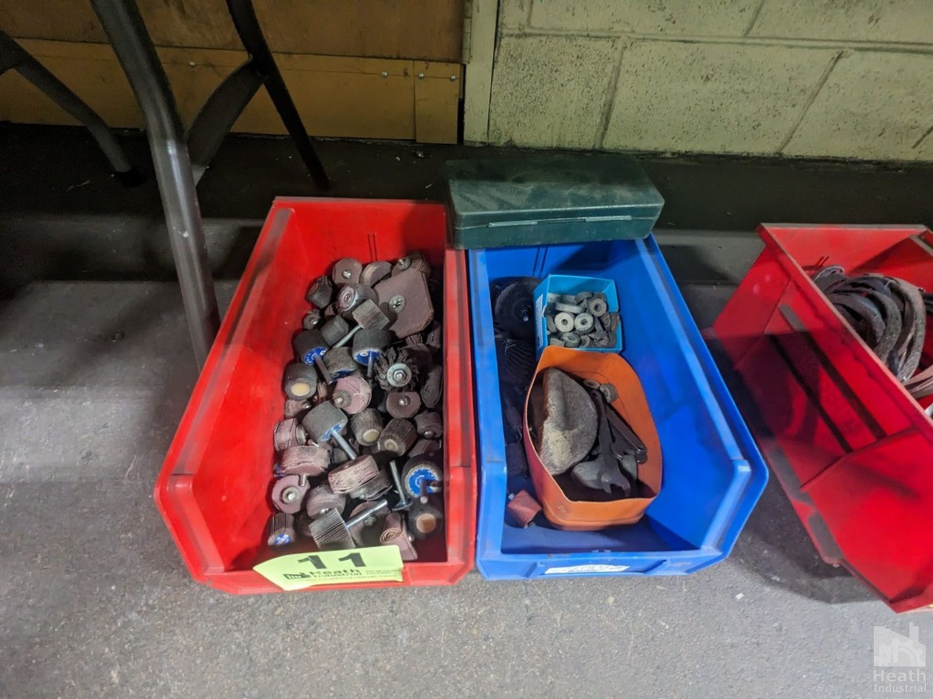 (2) BINS WITH ASSORTED ABRASIVE GRINDING WHEELS