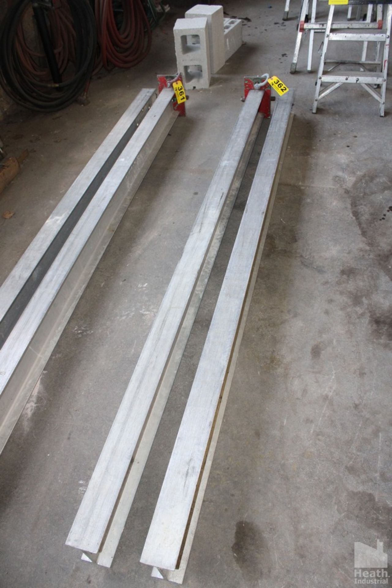 CANTILEVER ALUMINUM I-BEAMS, WITH COUNTER WEIGHTS, 100" EACH