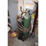 WELDING CART WITH TWO TANKS, HOSES, TORCH AND GAGES