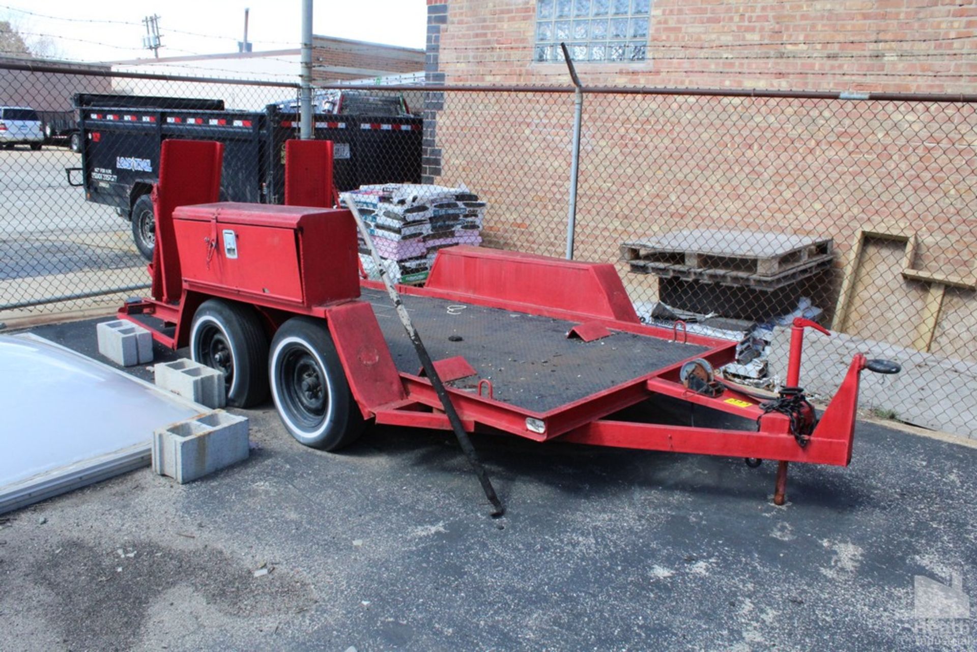 1988 IDEAL TANDEM AXLE TRAILER, 12' X 65" WITH RAMPS AND HAND WINCH, VIN 127DH1025J1007538