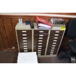 THIRTY DRAWER FORM HOLDER, 39" X 10" X 34"