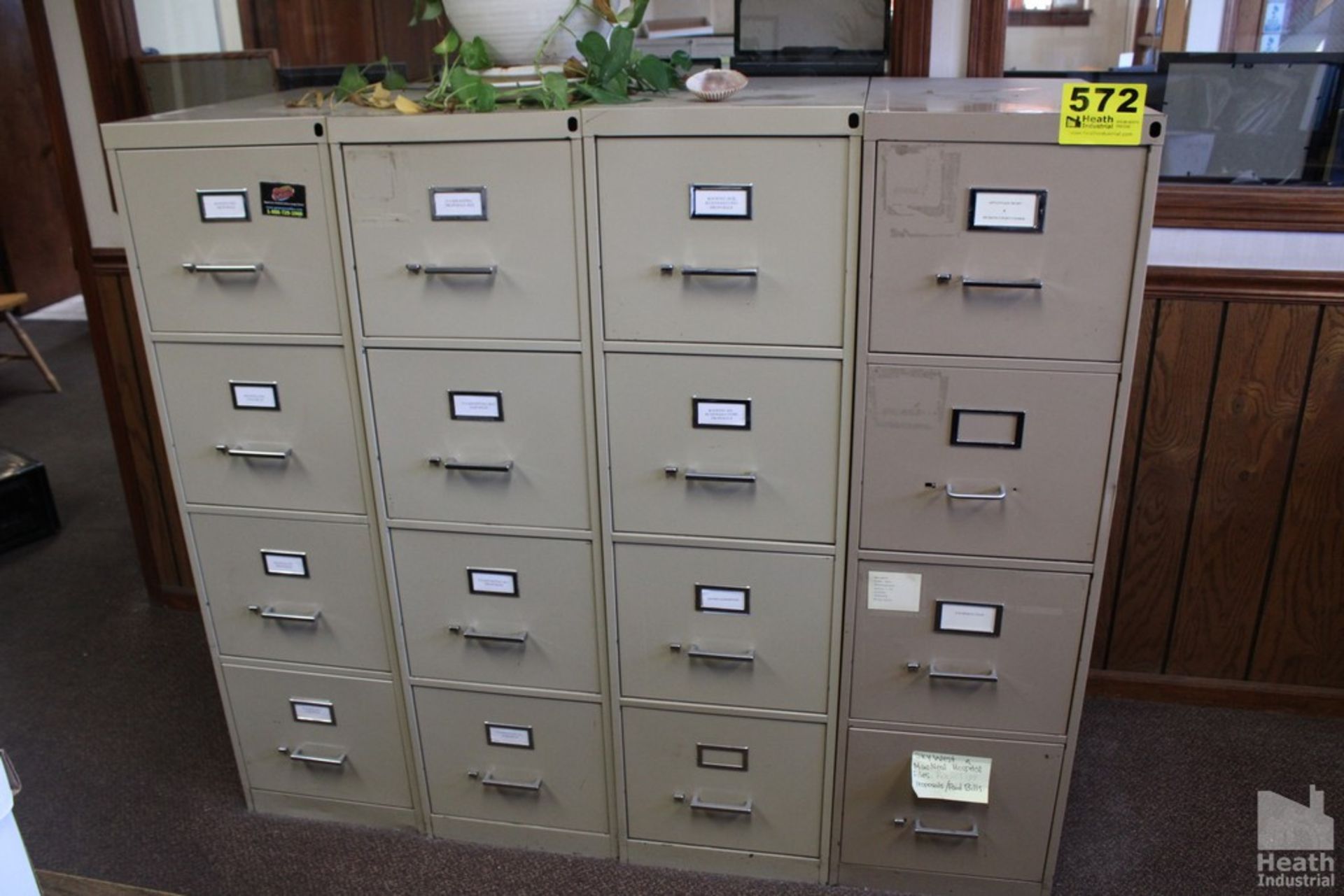 (5) FOUR DRAWER FILE CABINETS, 15" X 26" X 52"