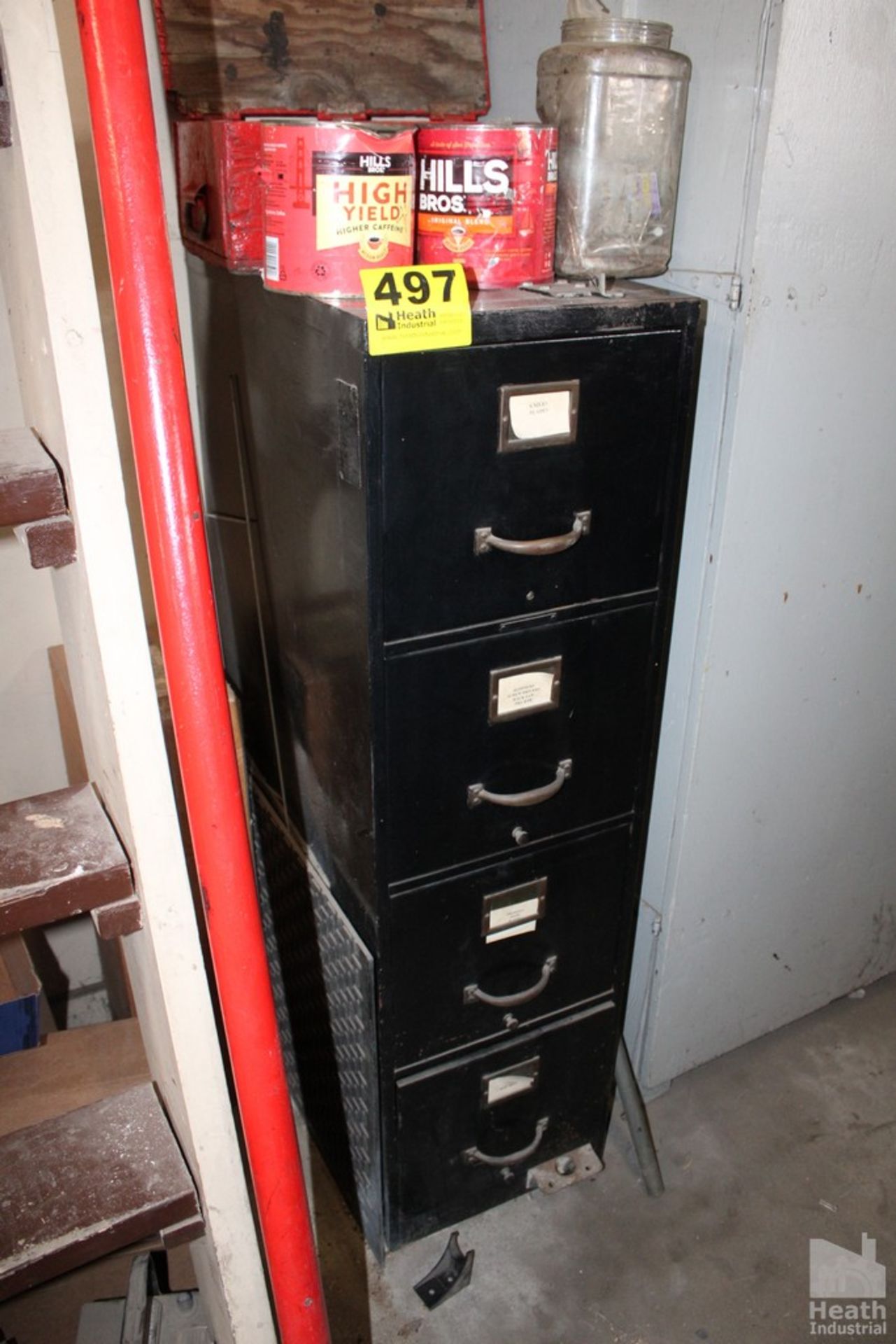 FOUR DRAWER FILE CABINET, 14" X 26" X 52"