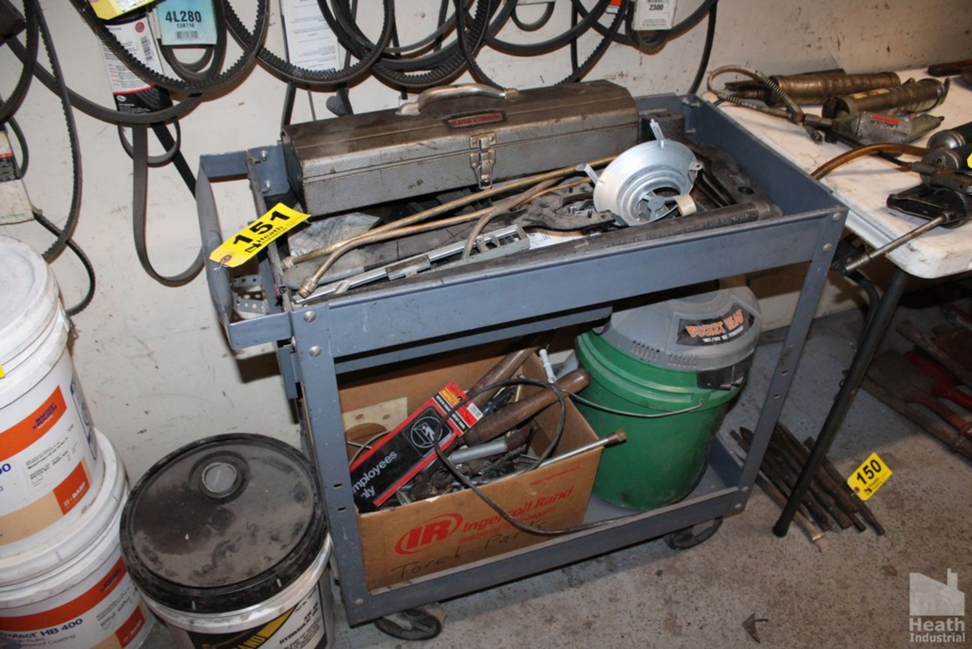 MISC. TOOLS AND PARTS ON SHOP CART