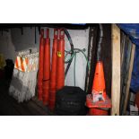 LARGE QUANTITY OF SAFETY CONES AND BASES