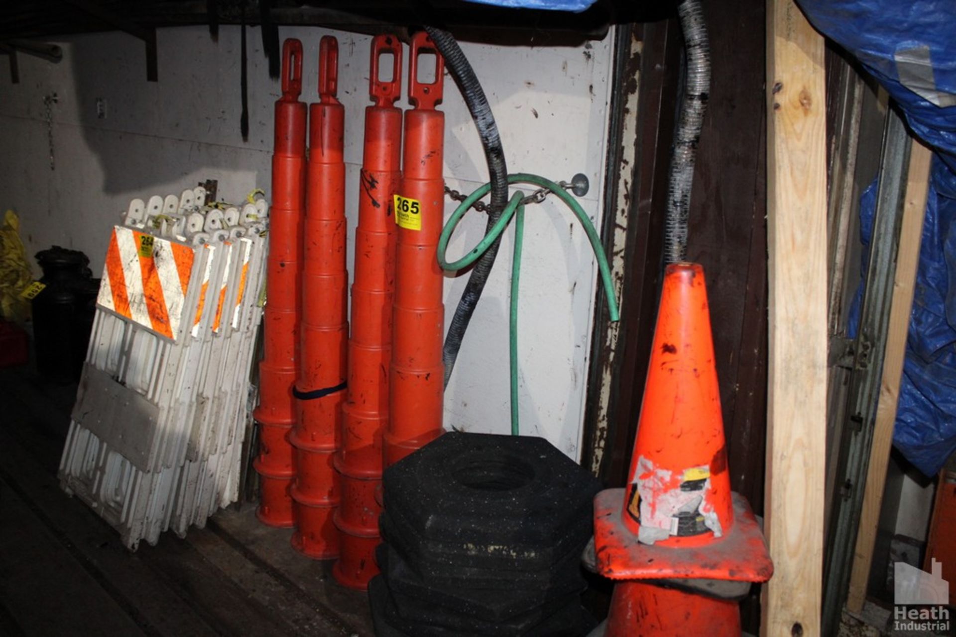 LARGE QUANTITY OF SAFETY CONES AND BASES