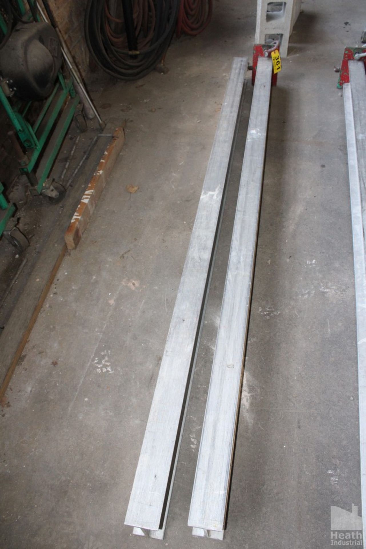 CANTILEVER ALUMINUM I-BEAMS, WITH COUNTER WEIGHTS, 100" EACH