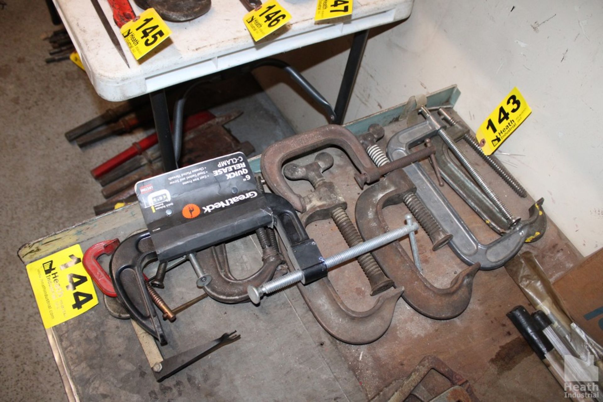 ASSORTED C-CLAMPS OF VARIOUS SIZES