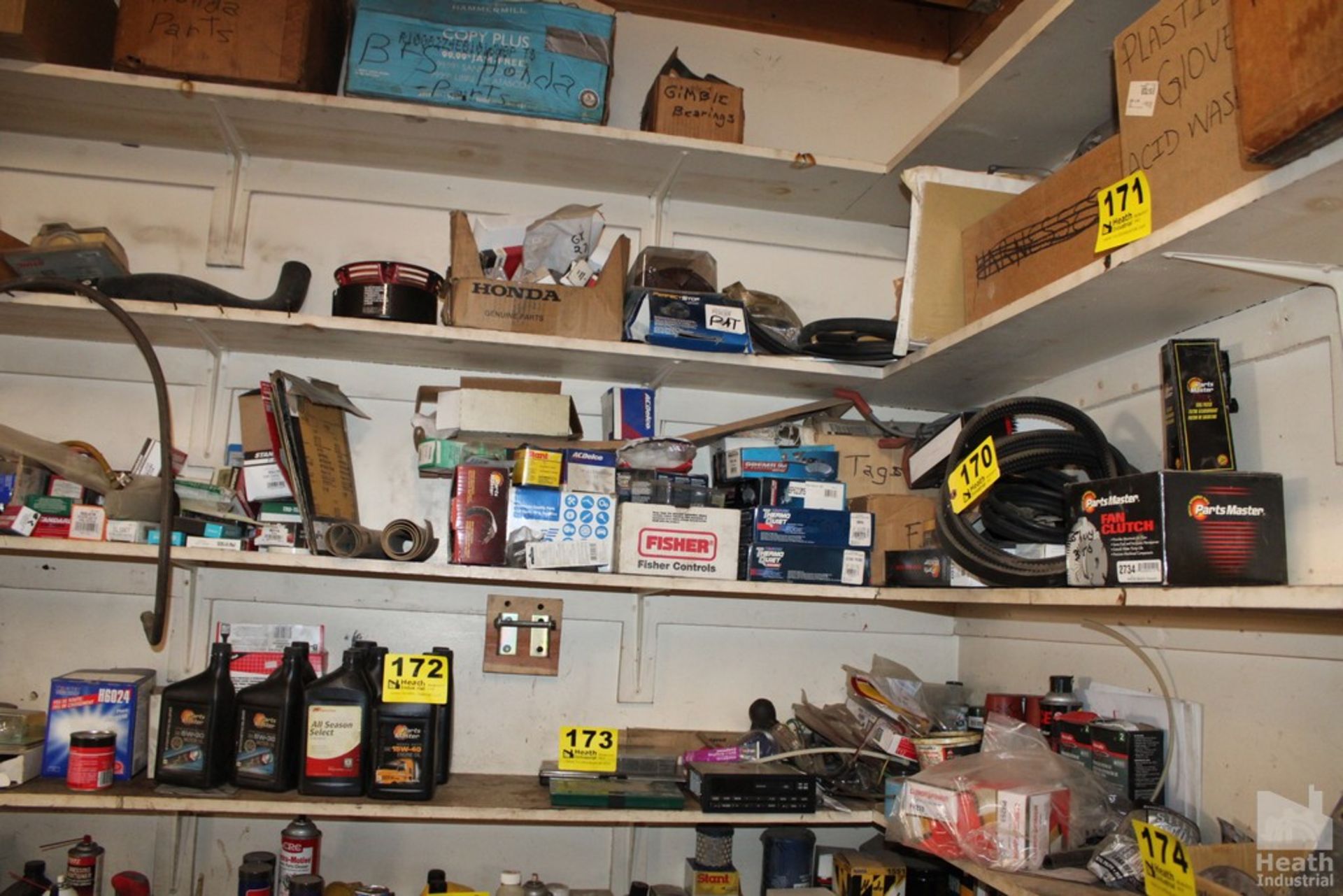 ASSORTED AUTOMOTIVE PARTS ON SHELF