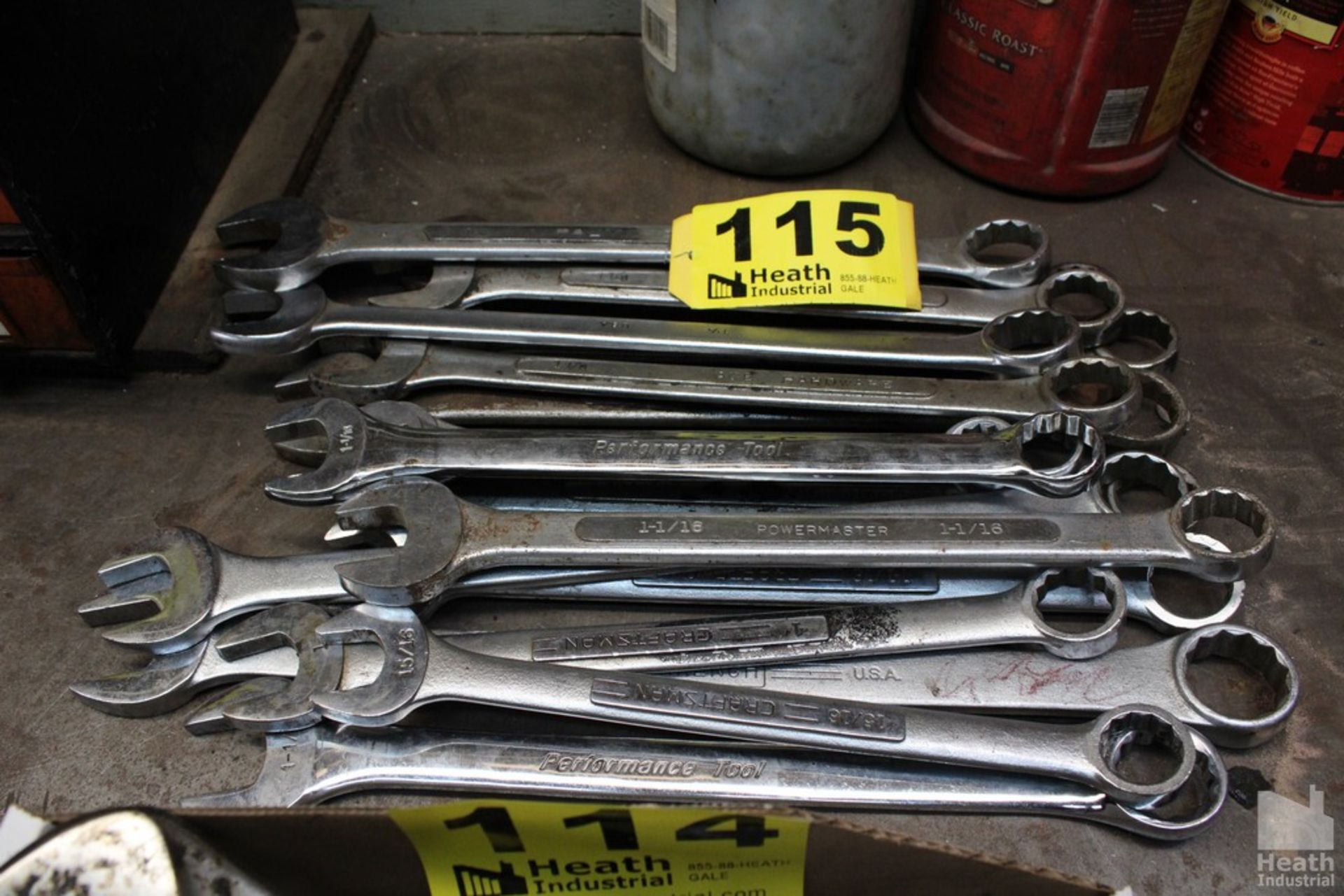 ASSORTED LARGE COMBINATION WRENCHES IN BOX