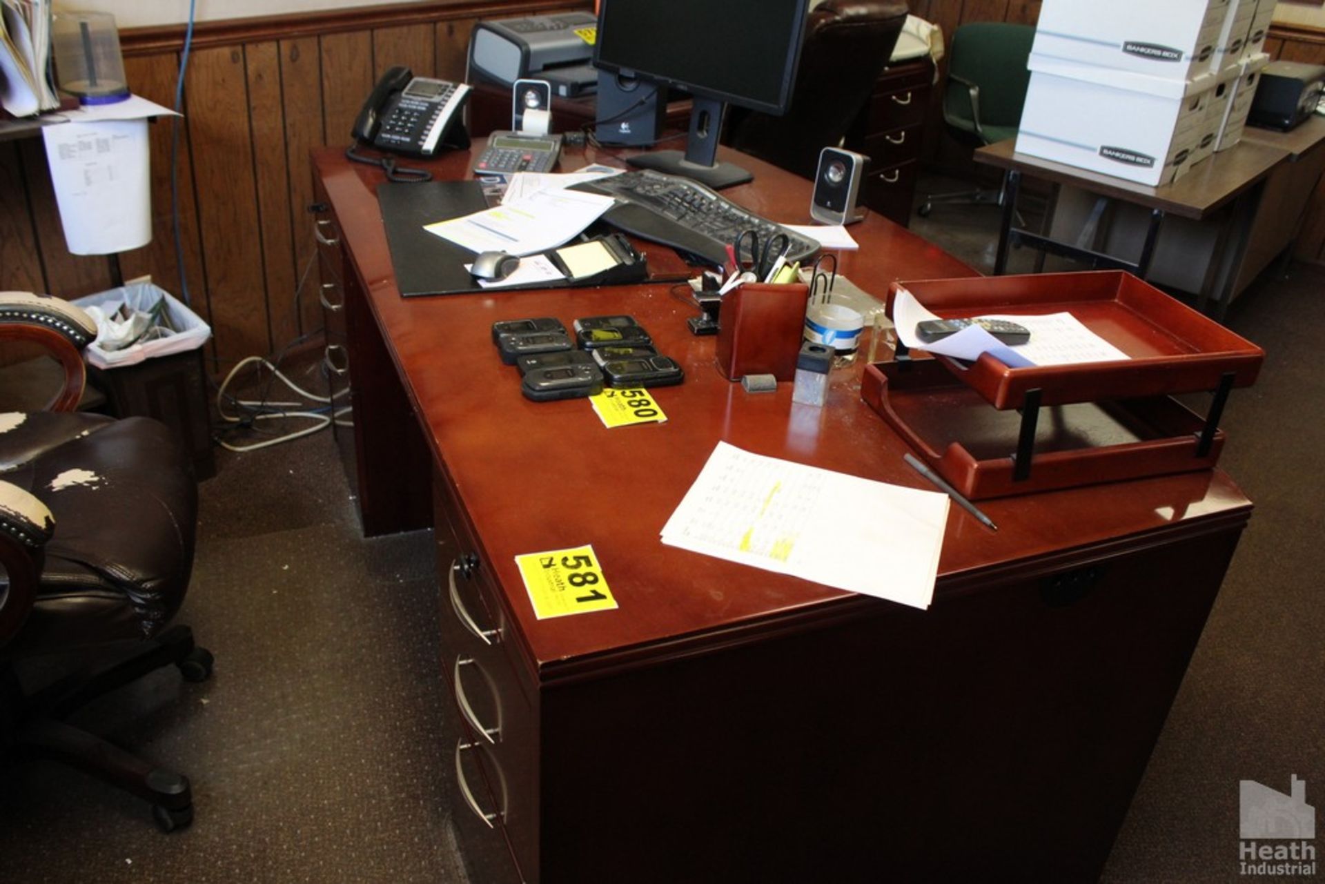 EXECUTIVE DESK, 72" X 42" AND CREDENZA, 72" X24"