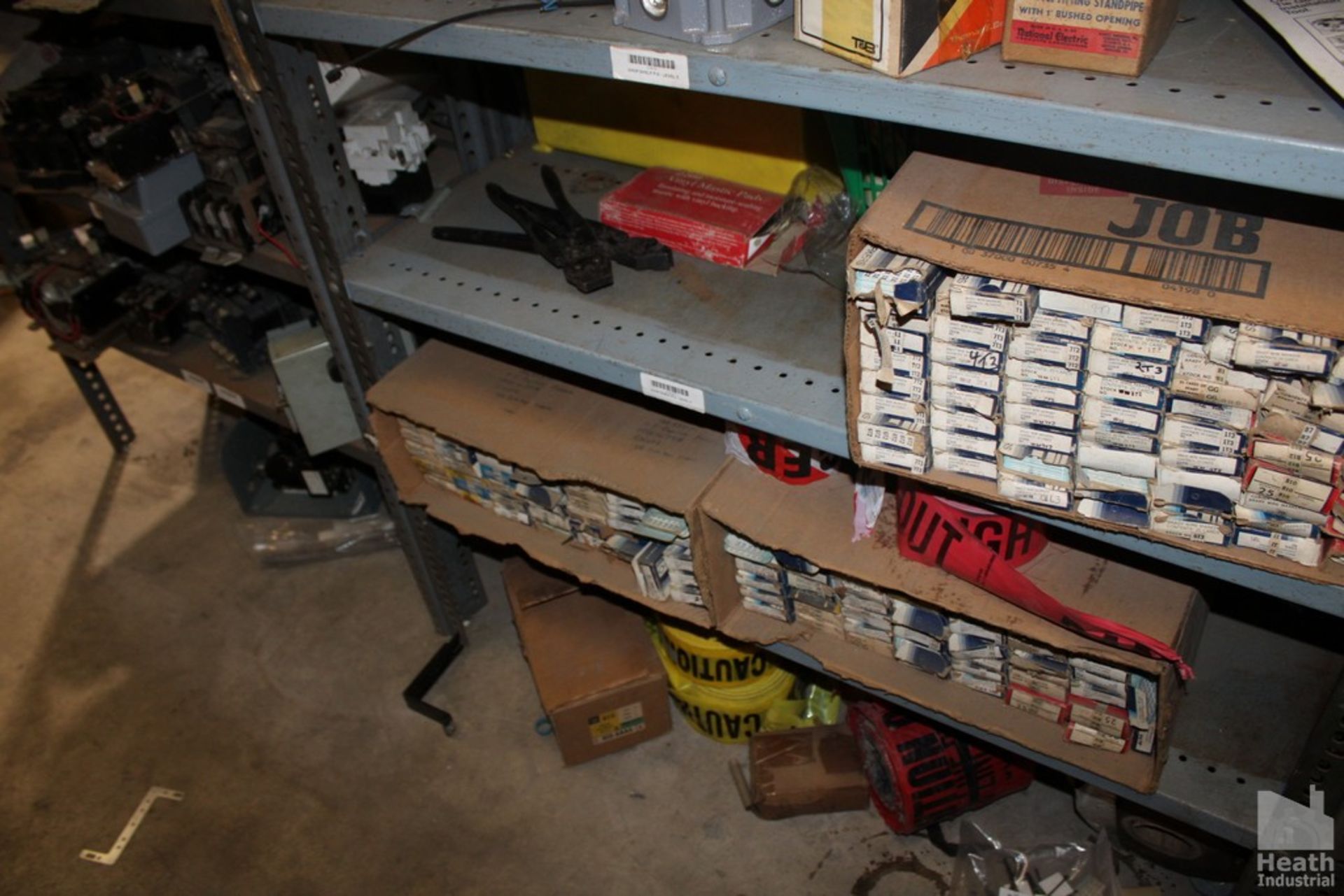 CONTENTS OF SHELVING UNIT WITH ELECTRICAL COMPONENTS