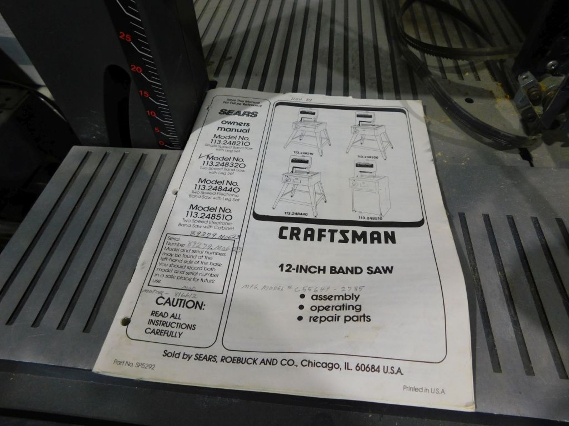 Craftsman 12" two speed bandsaw, NO. 113.2483020. (Located at and to be picked up at: 2862 Wagner - Image 2 of 2