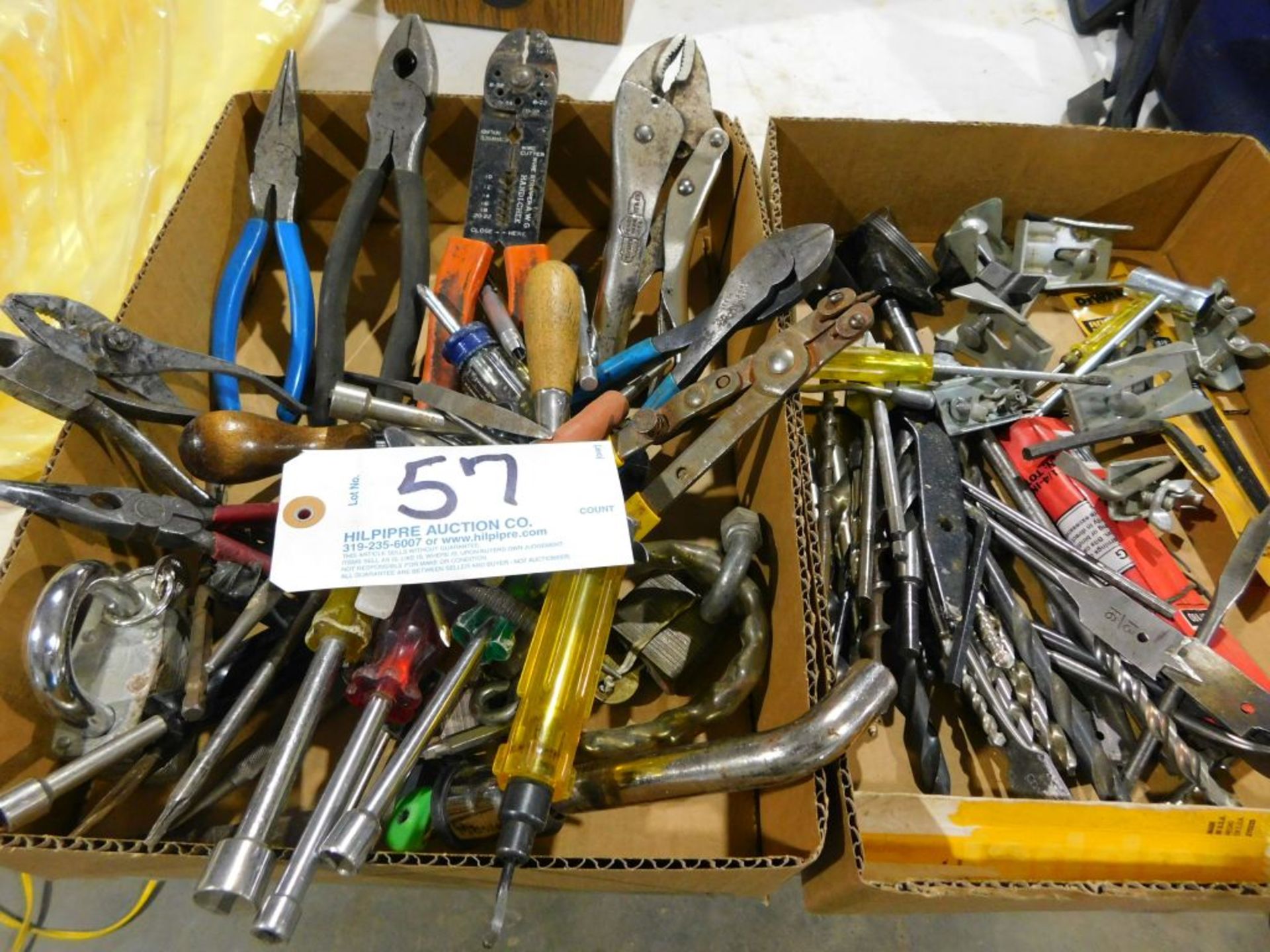 Assorted handtools: Vise grips, snips, other. (Located at and to be picked up at: 2862 Wagner Rd.,