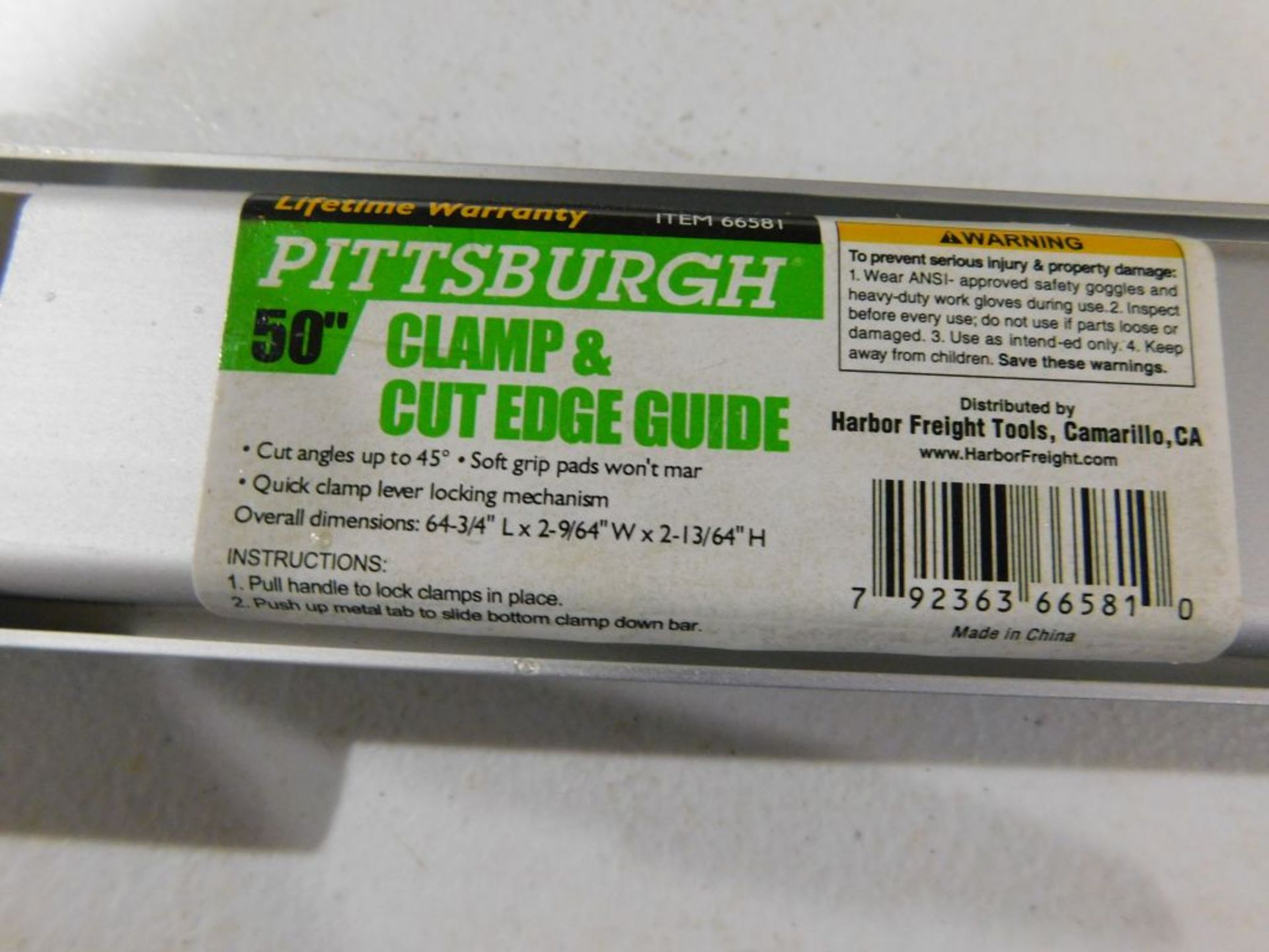 Pittsburg Clamp & Cut edge guide, 50", cut angles up to 45 degree, soft grip pads, quick clamp lever - Image 2 of 5