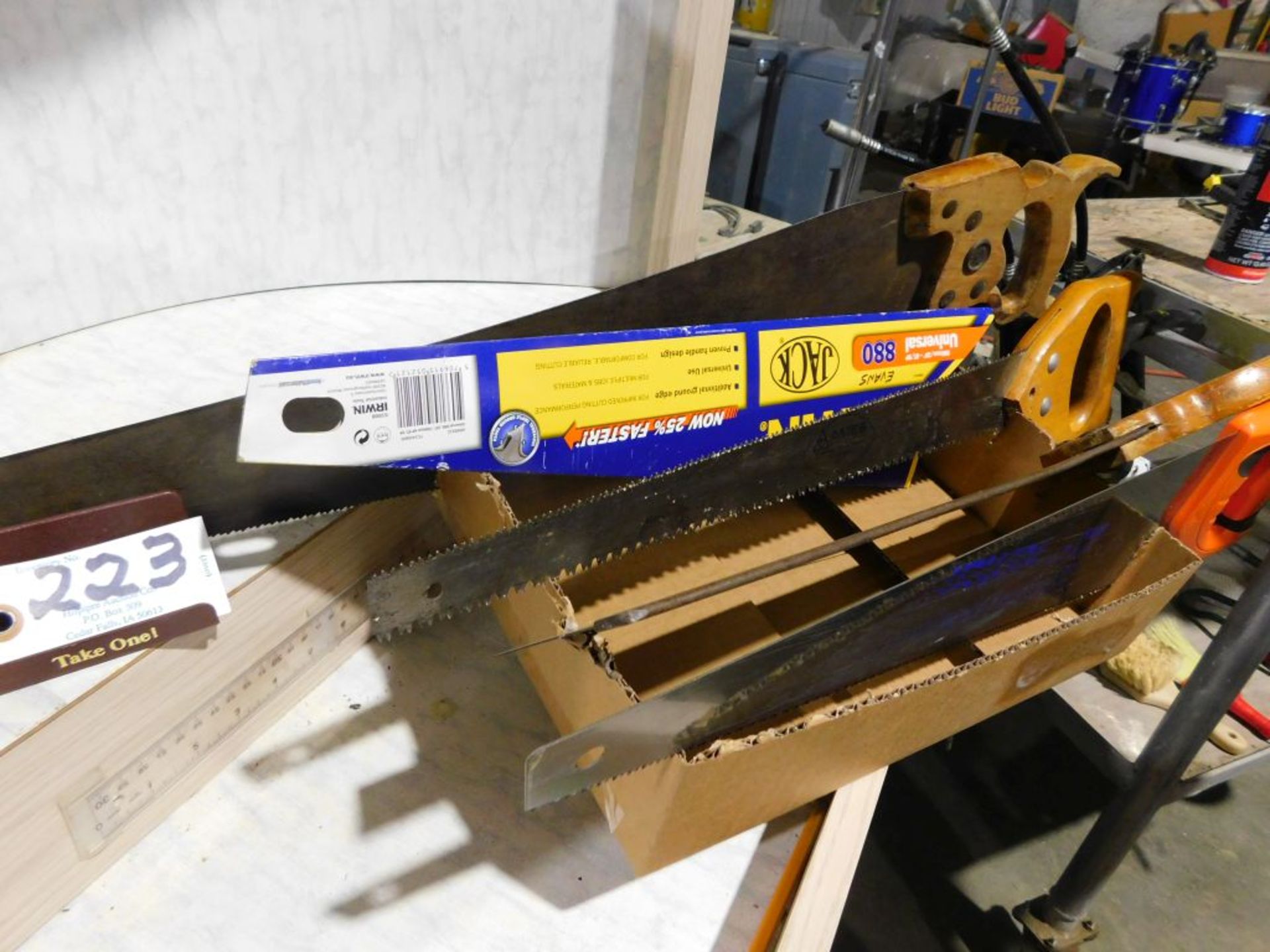 Assorted hand saws, (4). (Located at and to be picked up at: 2862 Wagner Rd., Waterloo, IA)