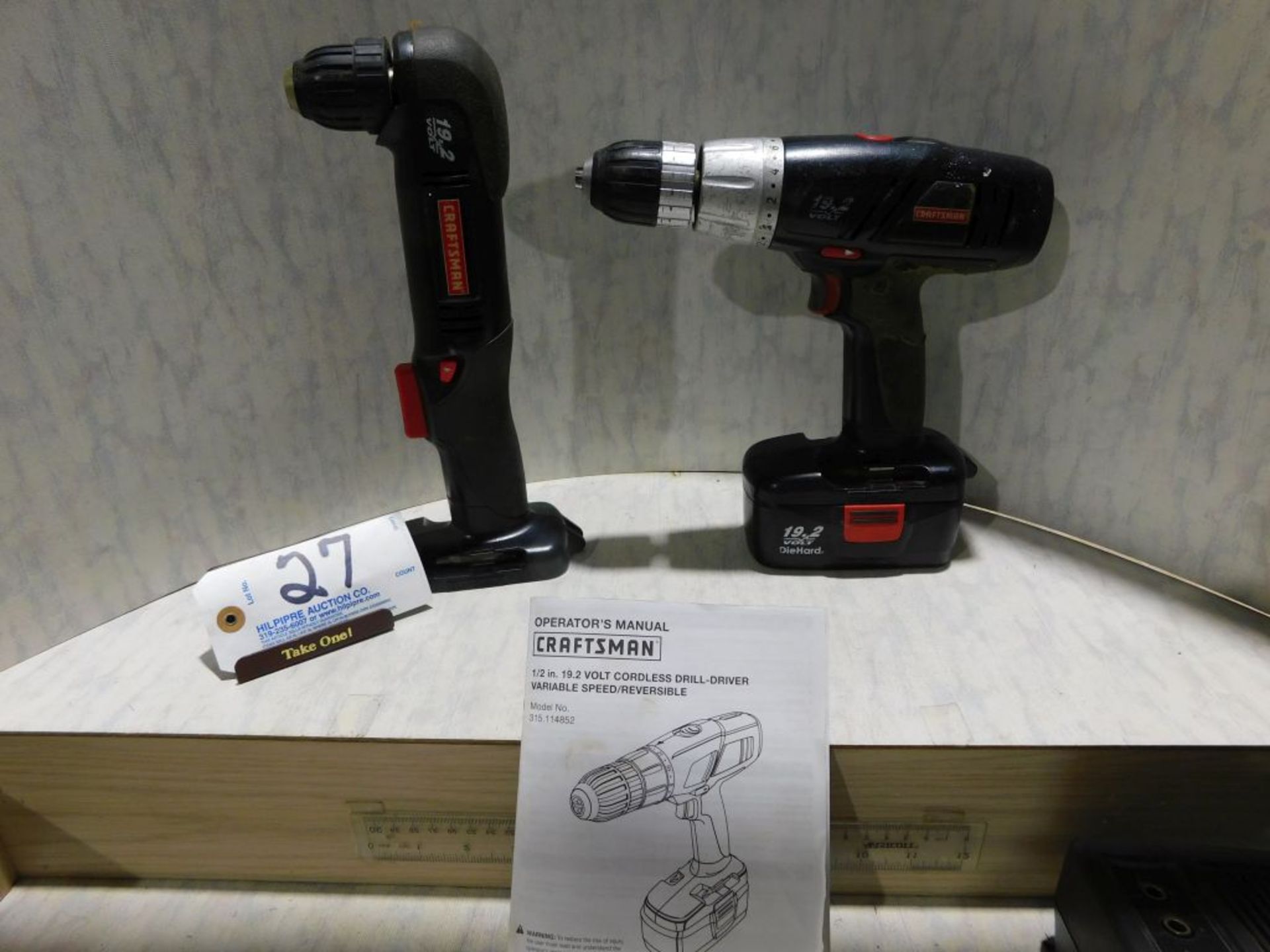 Craftsman drill/driver model 315.114852, cordless, 19 volt battery, no charger, 1/2". (Located at - Image 2 of 2