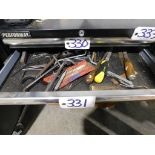 Assorted tools contents of drawer: Allens, files, punches, (approx. 45). (Located at and to be