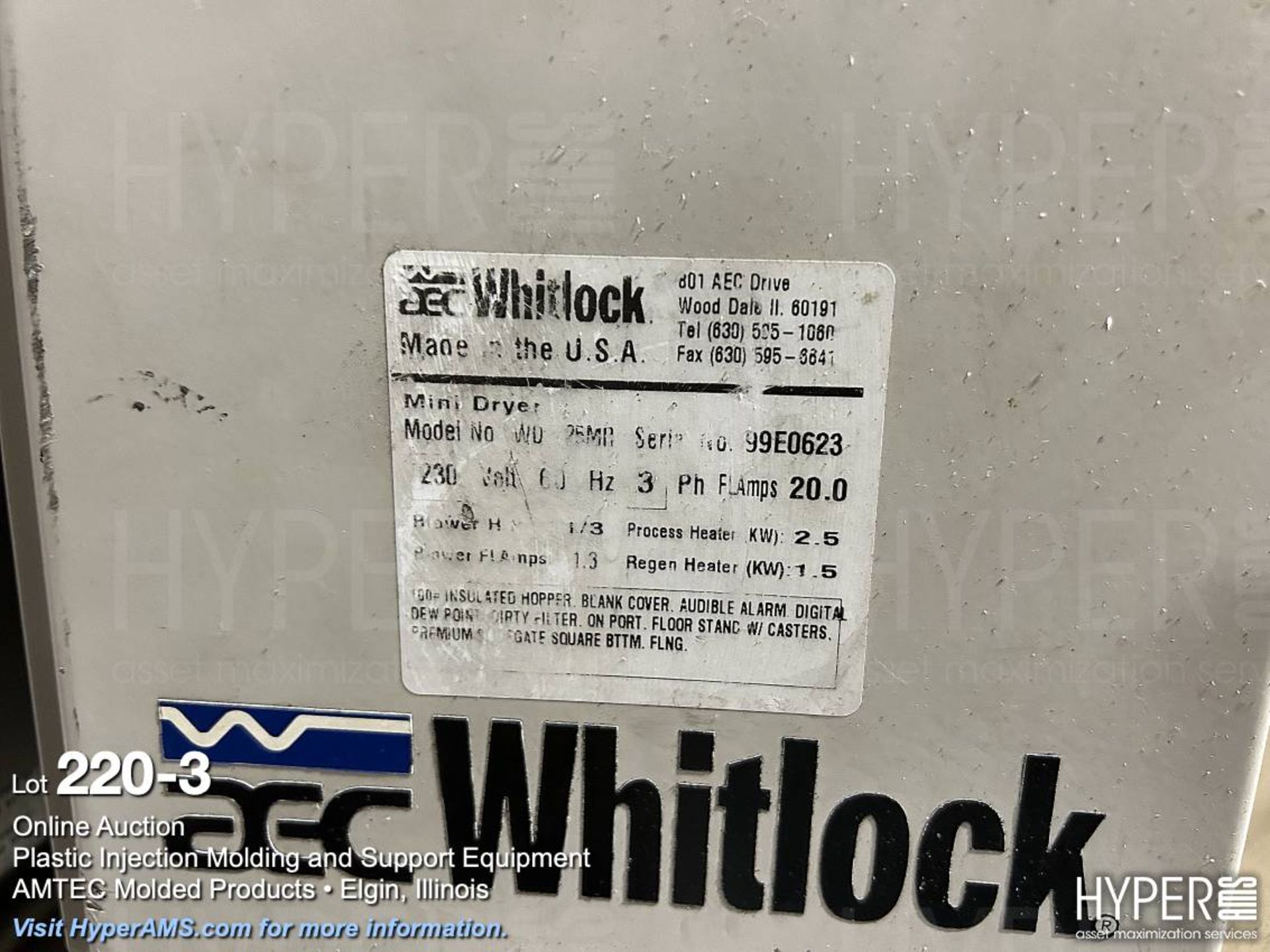 AEC Whitlock WD-25 MR mini dryer - Image 3 of 3