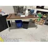 Desk, filing cabinet and table