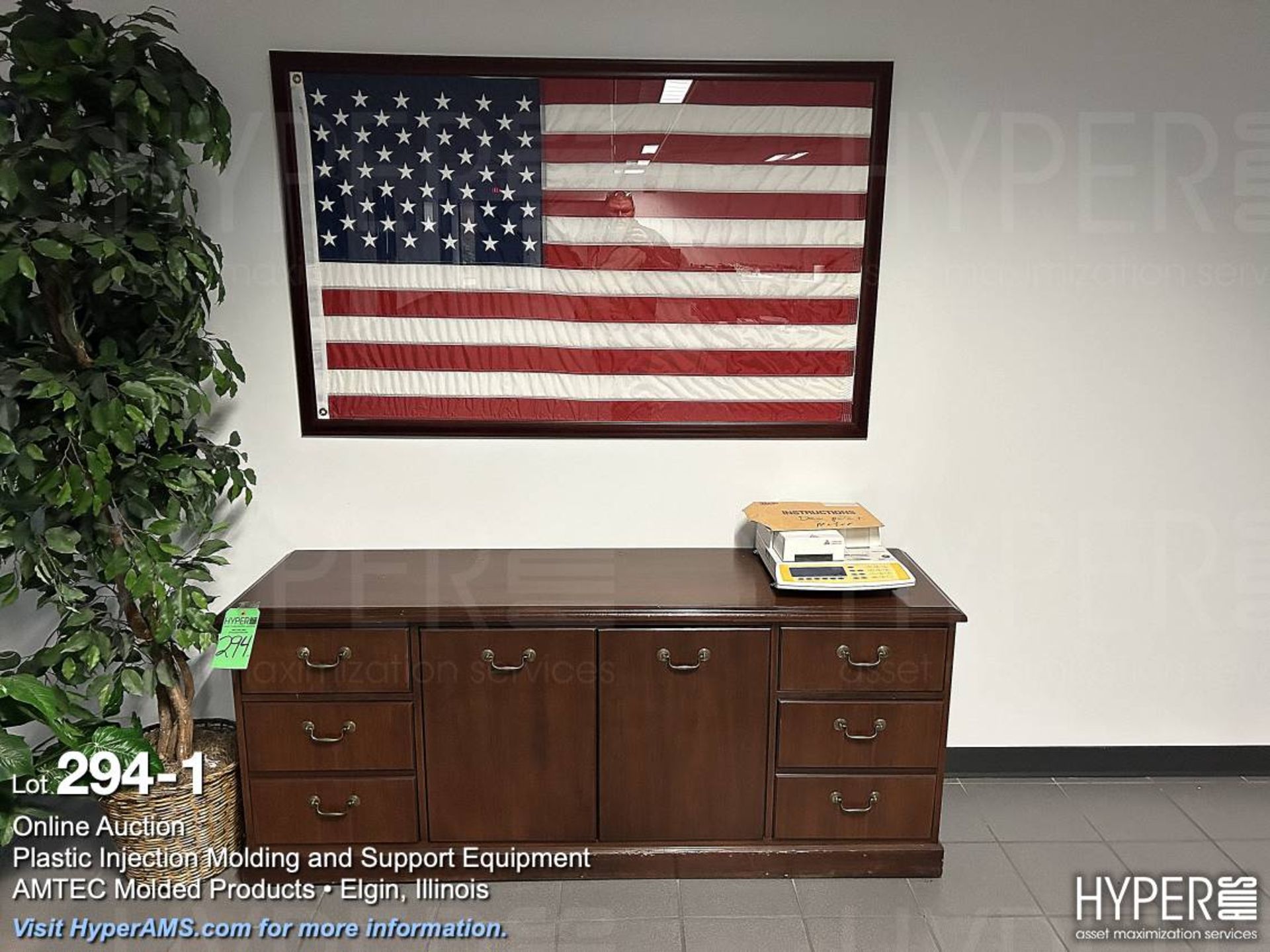 Credenza, and American flag