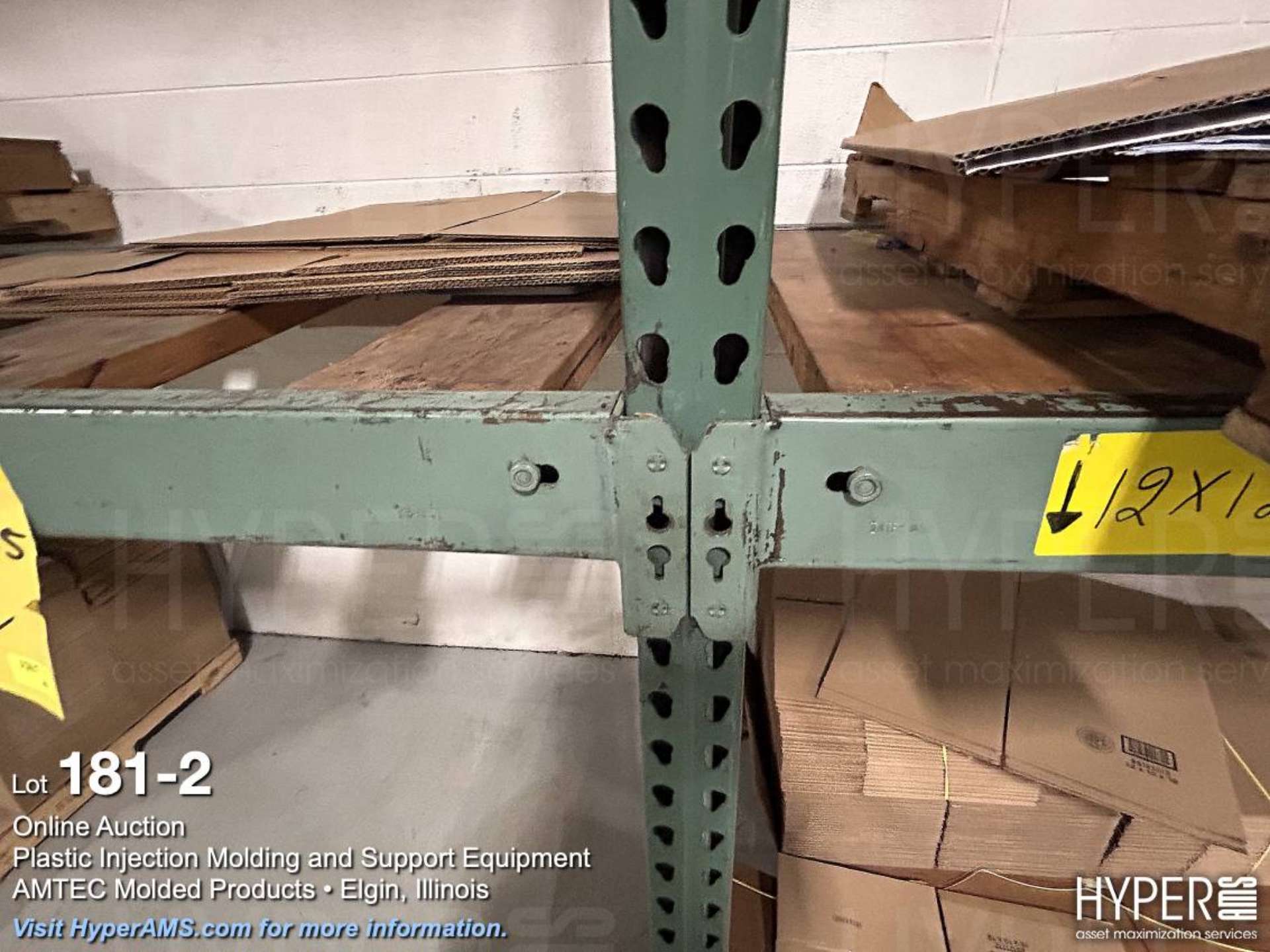 Single Tear Internal Racking (5) Section tear drop pallet racking, wood slats (6) 15' X 3' legs ...