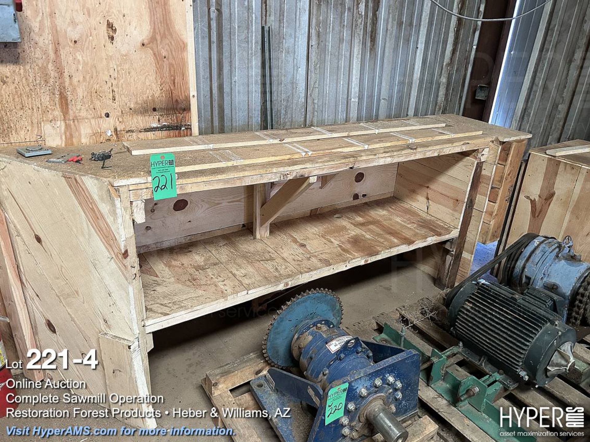 Lot: Wood shelves, cabinet, table, chairs, and microwave - Image 4 of 4