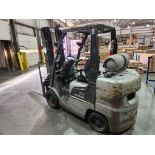 1- Nissan 80 LP Forklift (Asset #6)- Model: MCUGL02F36LV Chassis Number CUGl02-9R0219. 3 Stage Mast