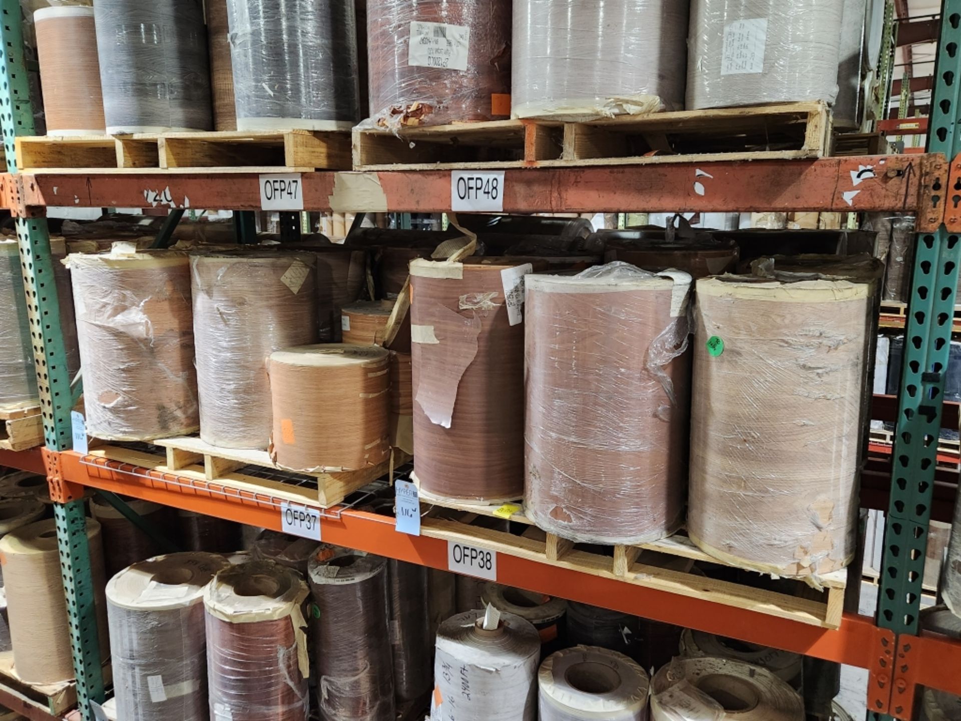 10 Pallets- (100) rolls of finished paper, various colors and sizes. See photos of product listing. - Image 2 of 7