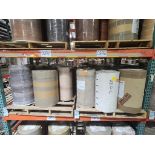 10 Pallets- (71) rolls of unfinished/raw paper, various colors and sizes. See photos of product list