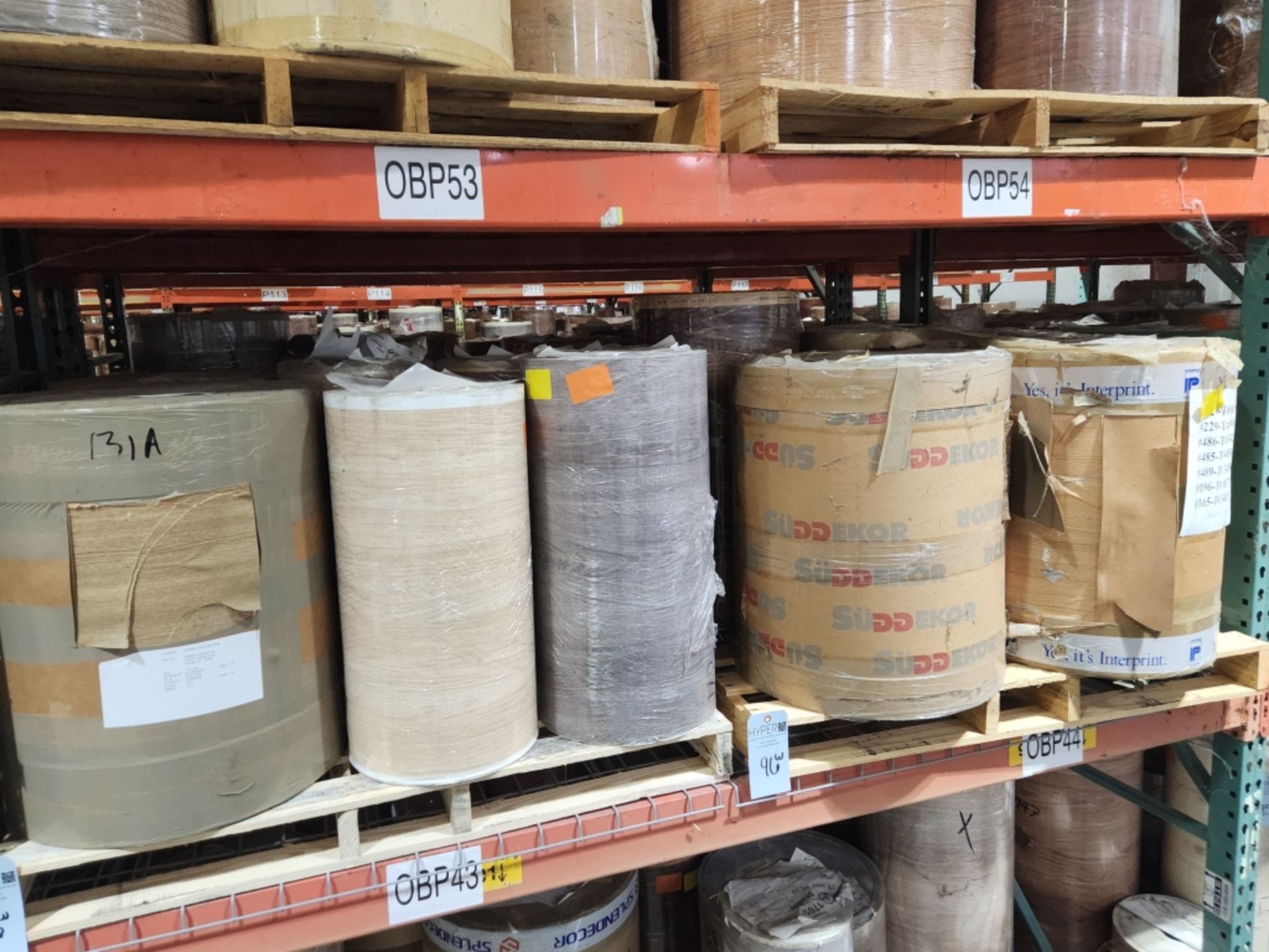 10 Pallets- (72) rolls of unfinished/raw paper, various colors and sizes. See photos of product list - Image 2 of 7