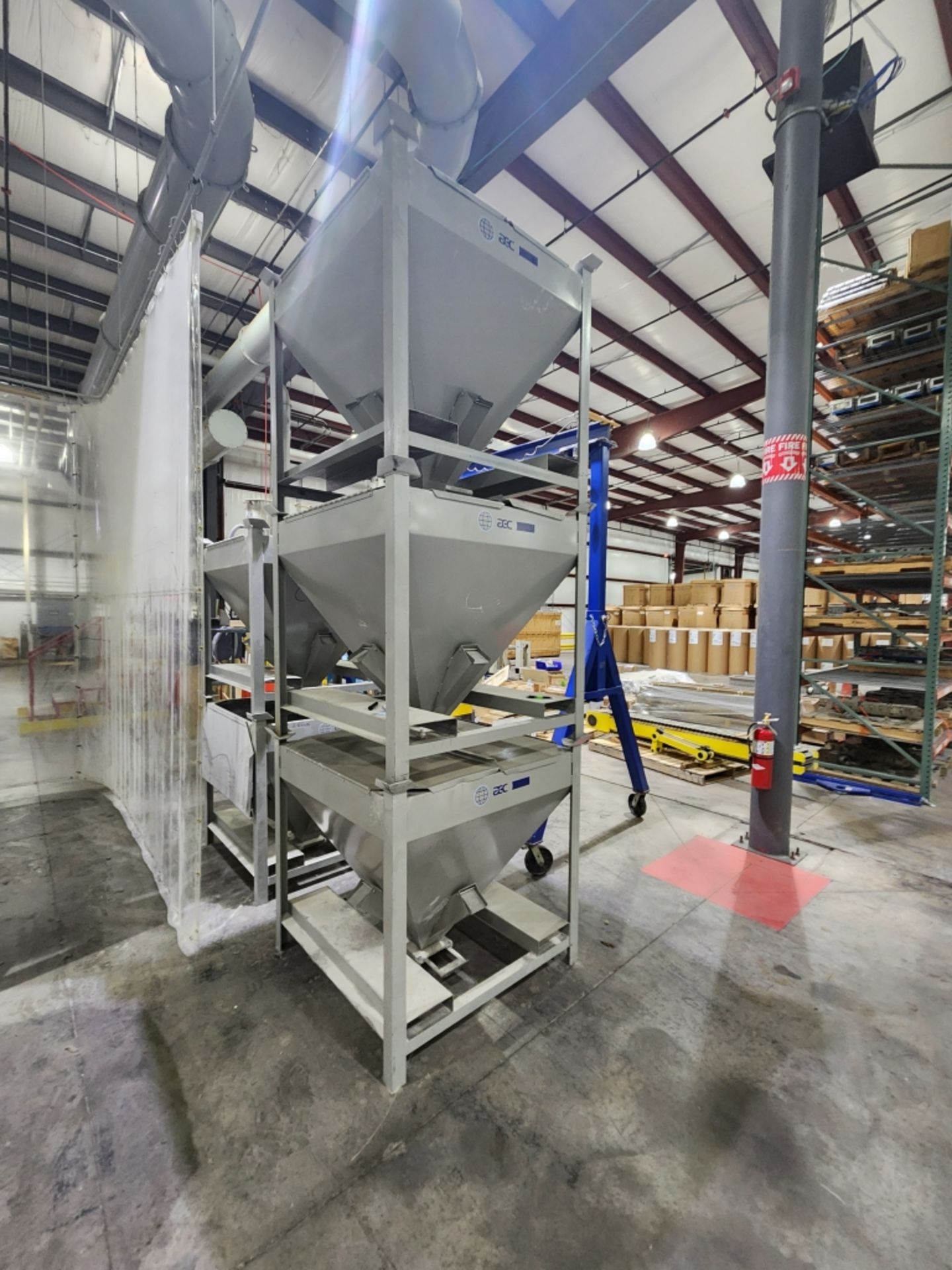 AEC bulk bag unloader system, Model: A248675-01C SN: E101810227-3-1, with five spare bins - Image 6 of 8