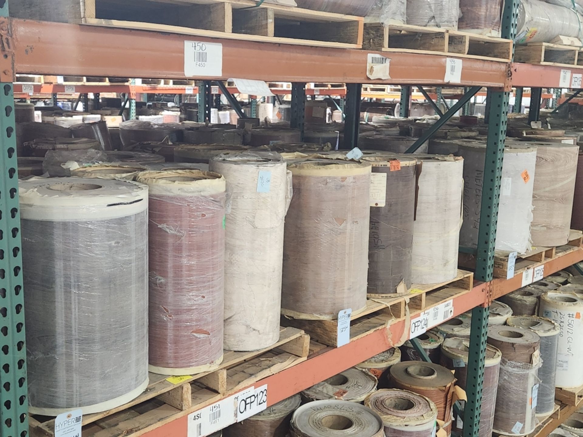 10 Pallets- (96) rolls of finished paper, various colors and sizes. See photos of product listing. - Image 2 of 7