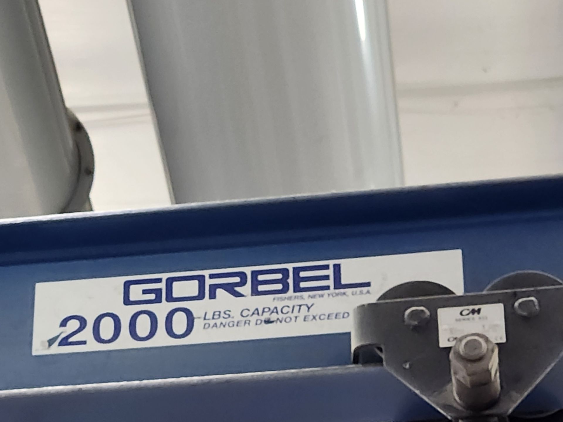 1- Gorbel 2000lb hoist (Serial 550667) with Milwaukee 1/2 Ton electric chain hoist. - Image 3 of 5