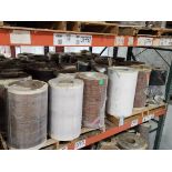 10 Pallets- (105) rolls of finished paper, various colors and sizes. See photos of product listing.