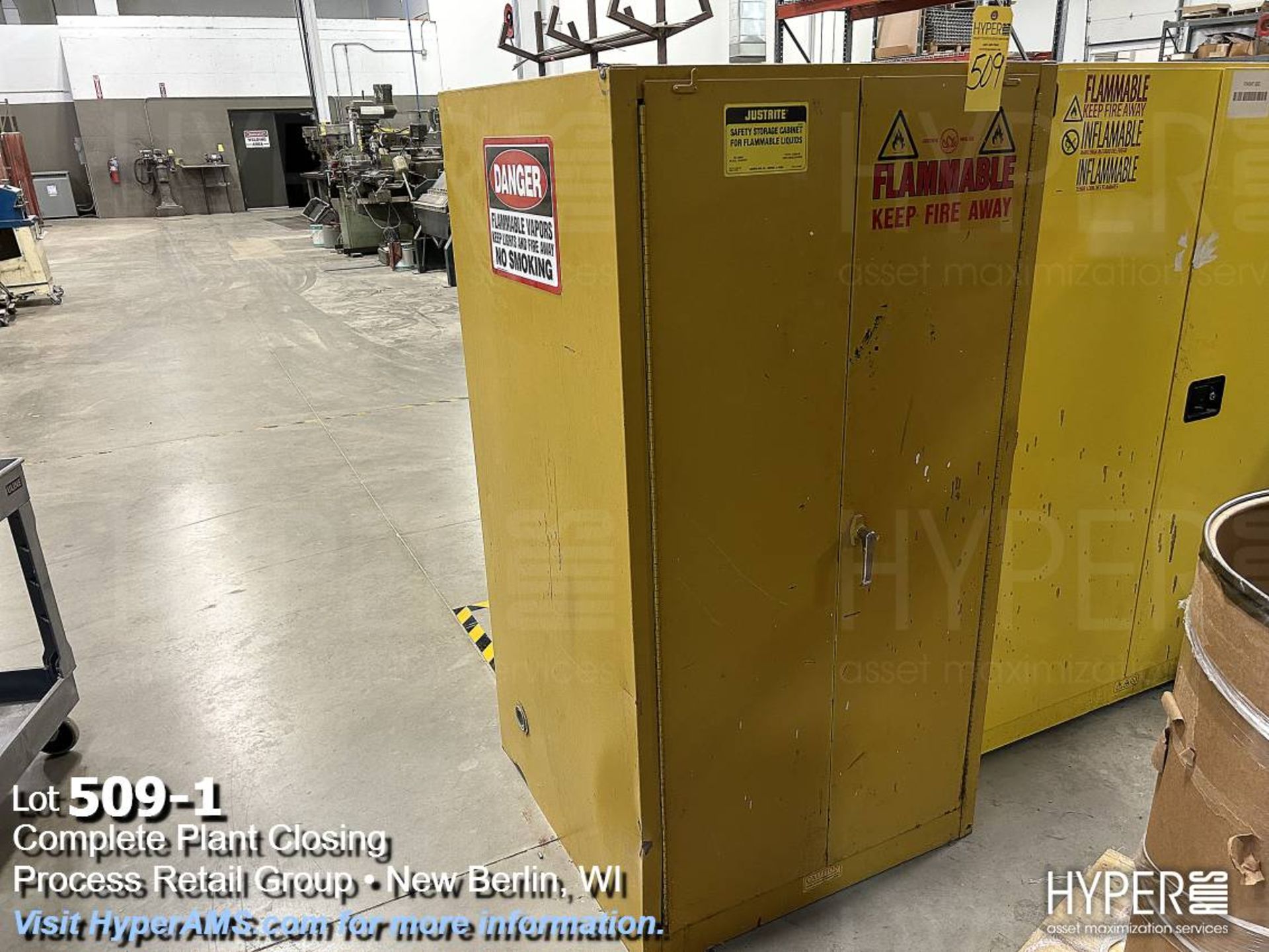 Justrite flammable storage cabinet