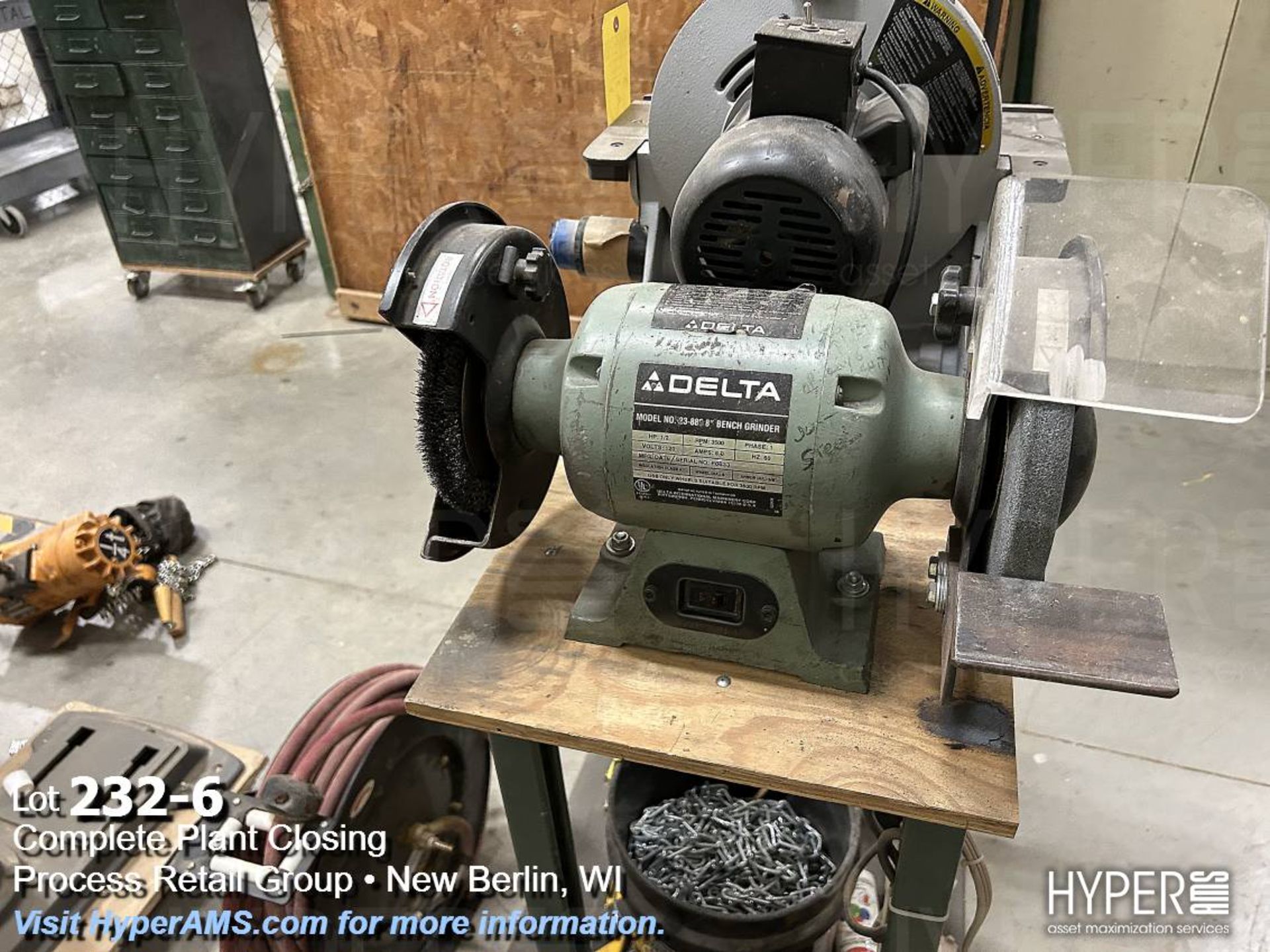 Delta 12" disk sander 1/2"hp, 120v, 1ph, Delta 8" bench grinder 1/2hp, 120v, 1ph - Image 6 of 7