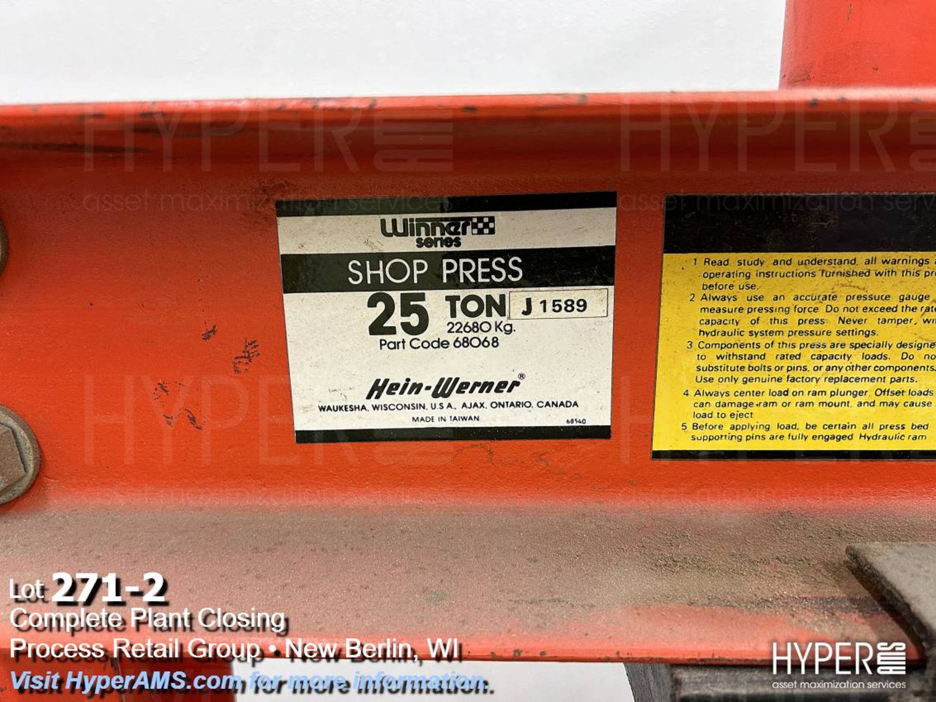 Winner 25ton H-frame press - Image 2 of 4