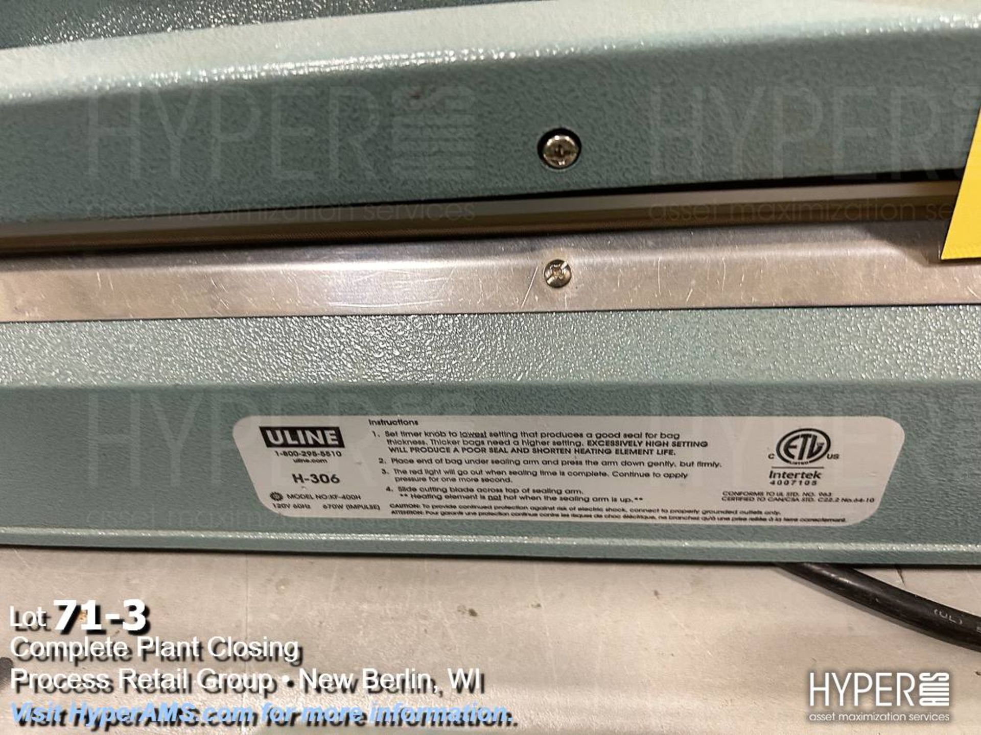 U Line H-306 bag sealers - Image 3 of 3