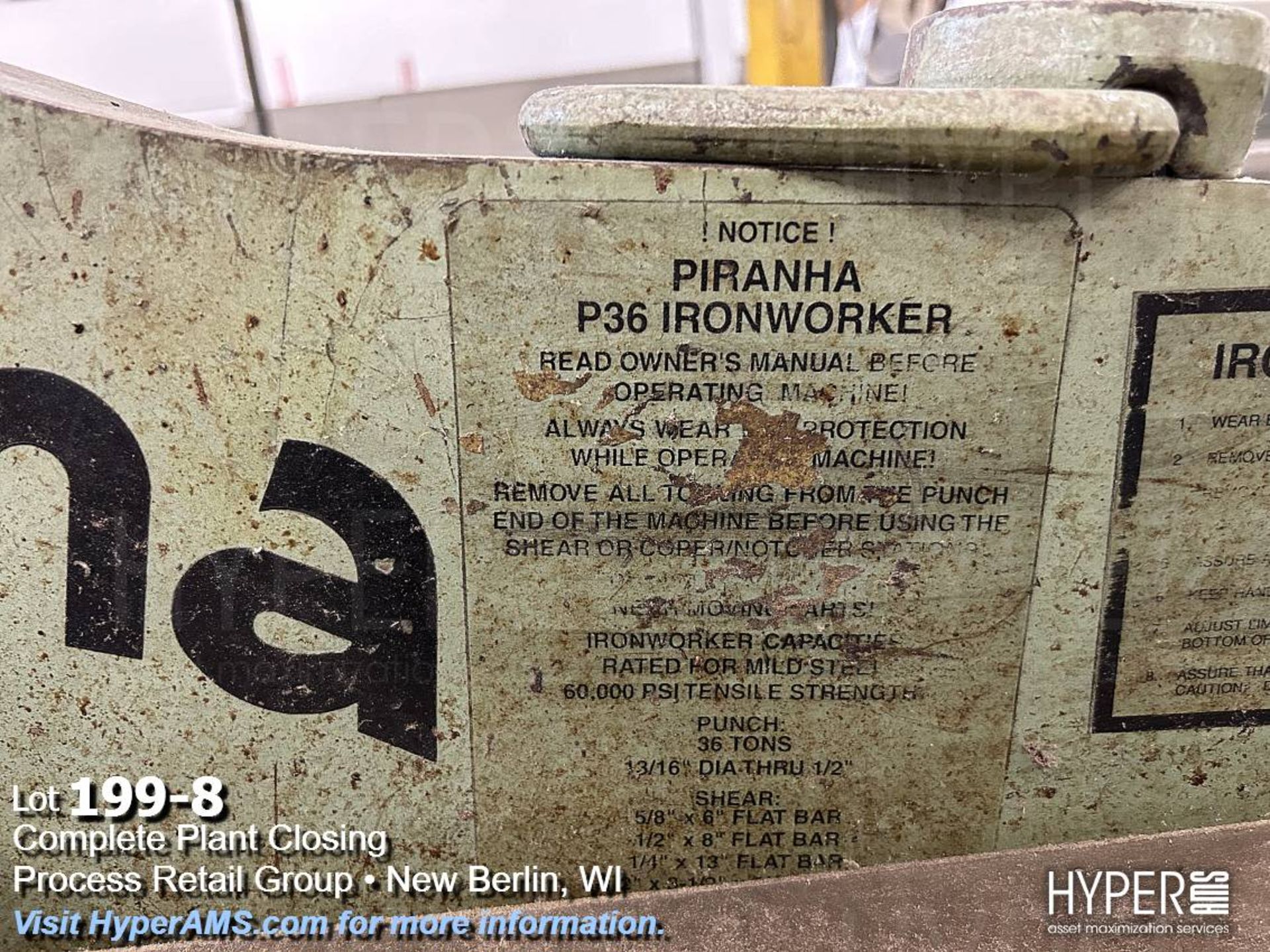 Piranha P36 Ironworker - Image 8 of 10